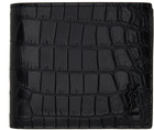 Saint Laurent Black Croc Monogram Bifold Wallet