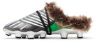BALMAIN Silver & Green Half Time Faux Fur-Lined Mule Slip-on Loafers