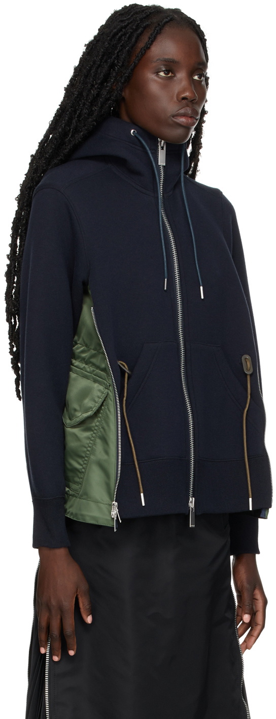 Sacai Navy & Khaki Sponge Sweat MA-1 Hoodie Sacai