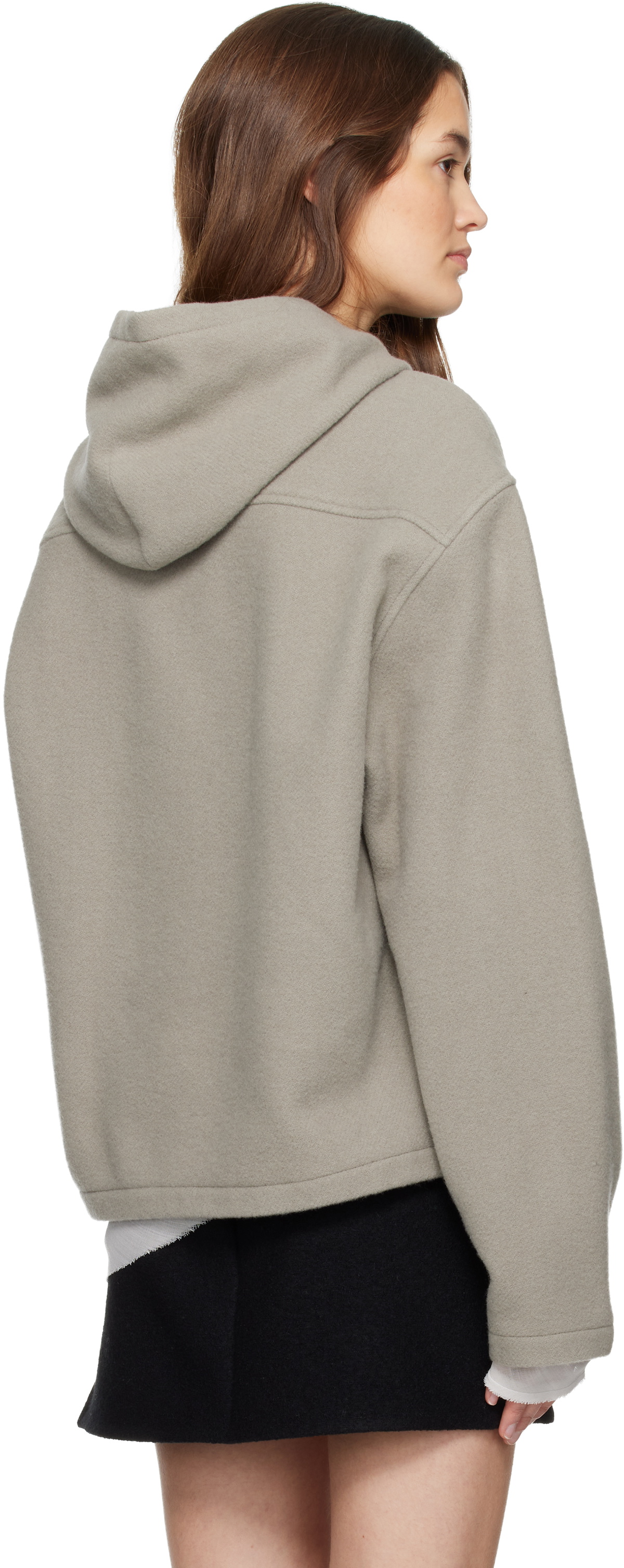 Rier Gray Fleece Crop Hoodie