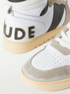 Rhude - Rhecess Colour-Block Distressed Suede-Timmed Leather High-Top Sneakers - White