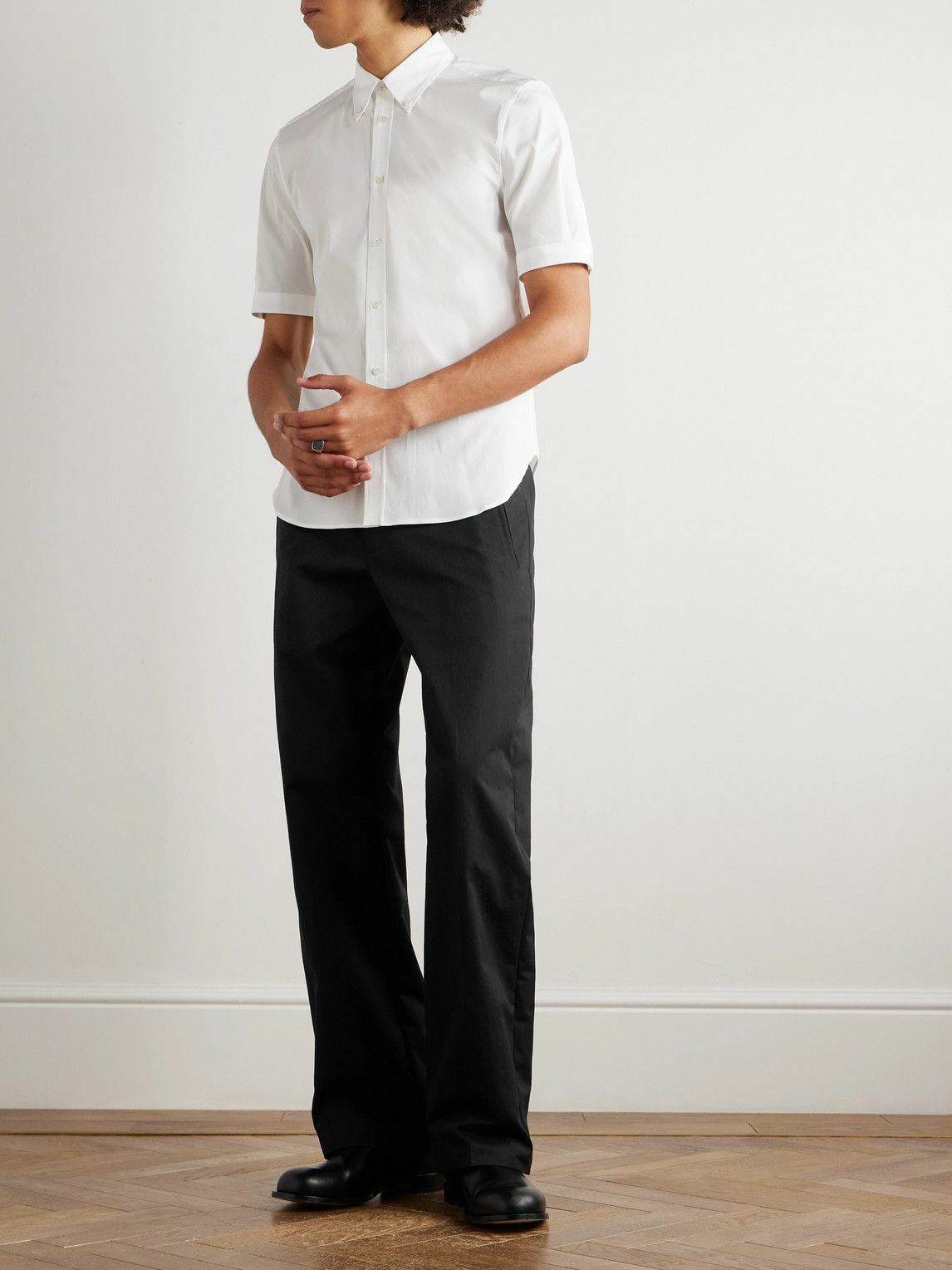 McQueen - Straight-Leg Belted Cotton-Blend Trousers - Black