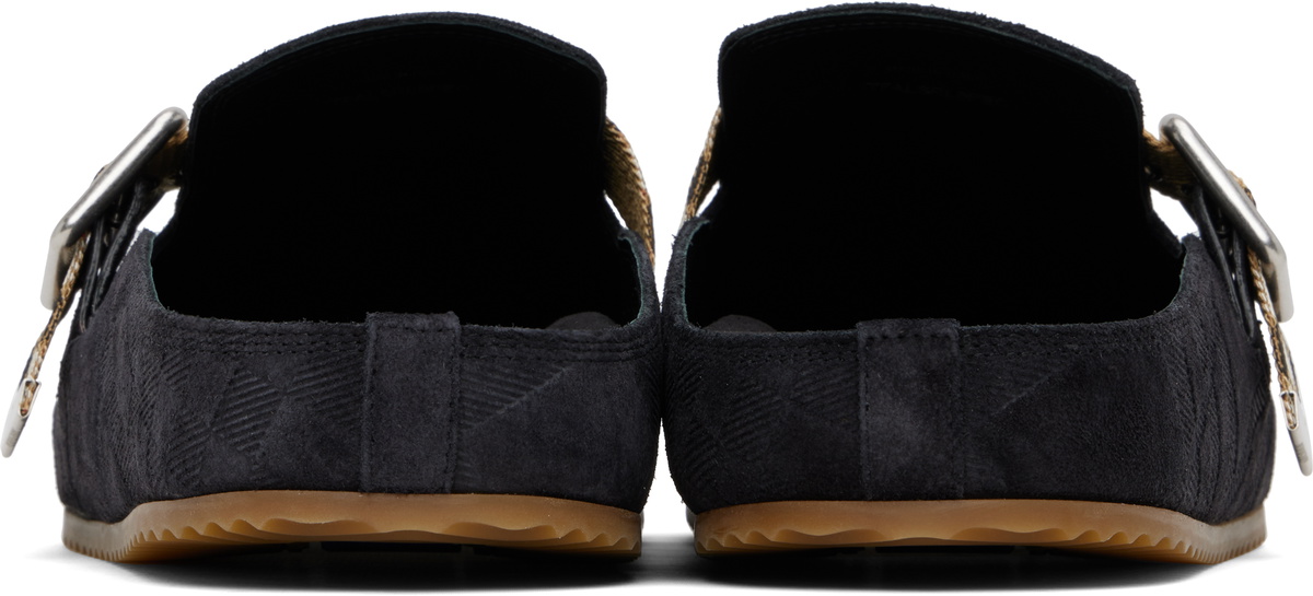 Burberry Black Check Suede Urchin Clogs
