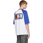 Prada White and Blue Graphic T-Shirt