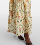 Agua by Agua Bendita Azulejo embellished floral linen maxi dress