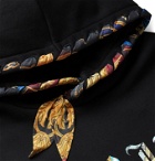 AMIRI - Scarf-Trimmed Logo-Print Loopback Cotton-Jersey Hoodie - Black