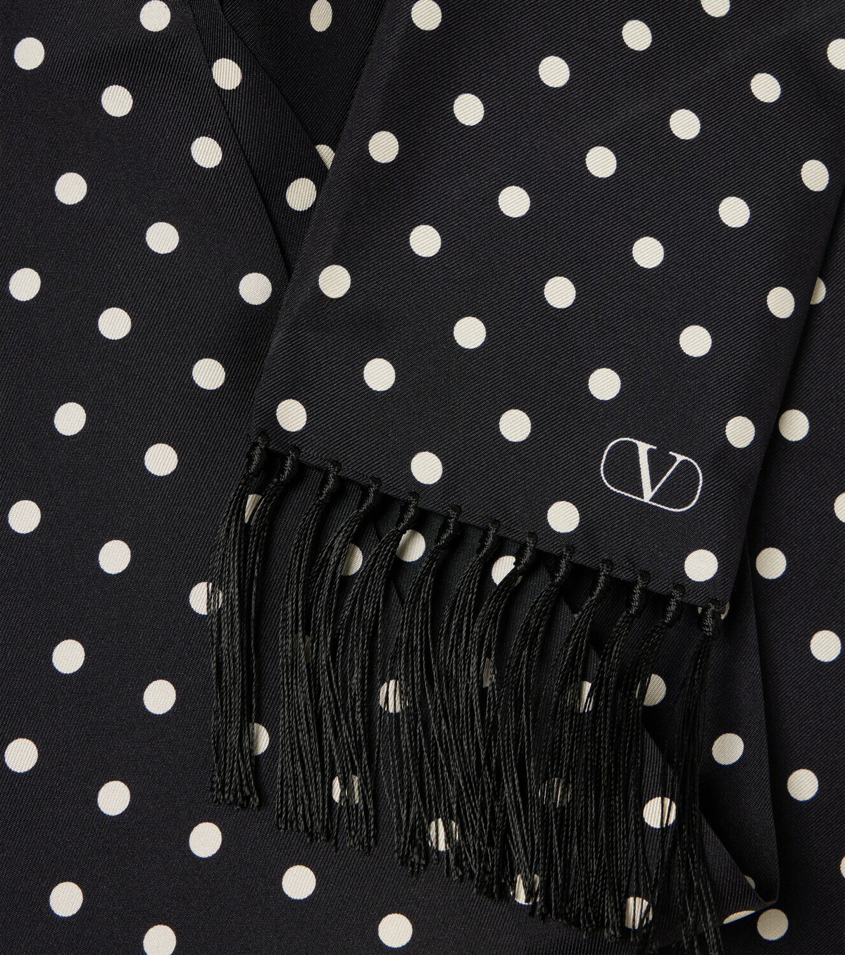 Valentino Fringed polka-dot silk scarf