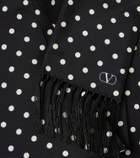 Valentino Fringed polka-dot silk scarf