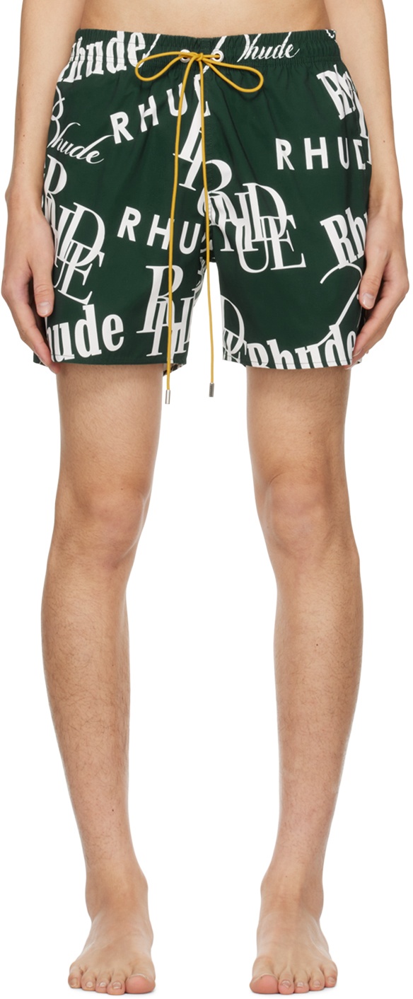 Photo: Rhude Green Mash-Up Swim Shorts