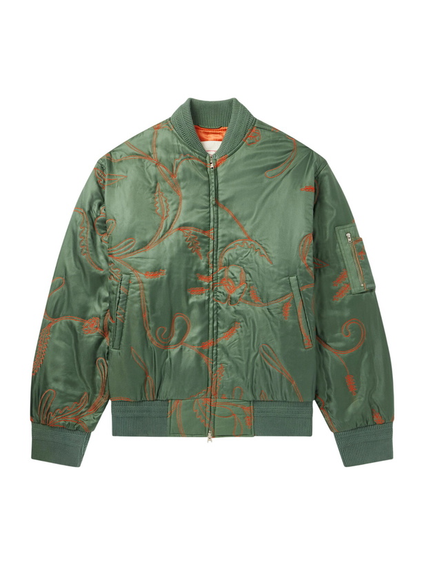 Photo: Kardo - Max Embroidered Silk-Twill Bomber Jacket - Green
