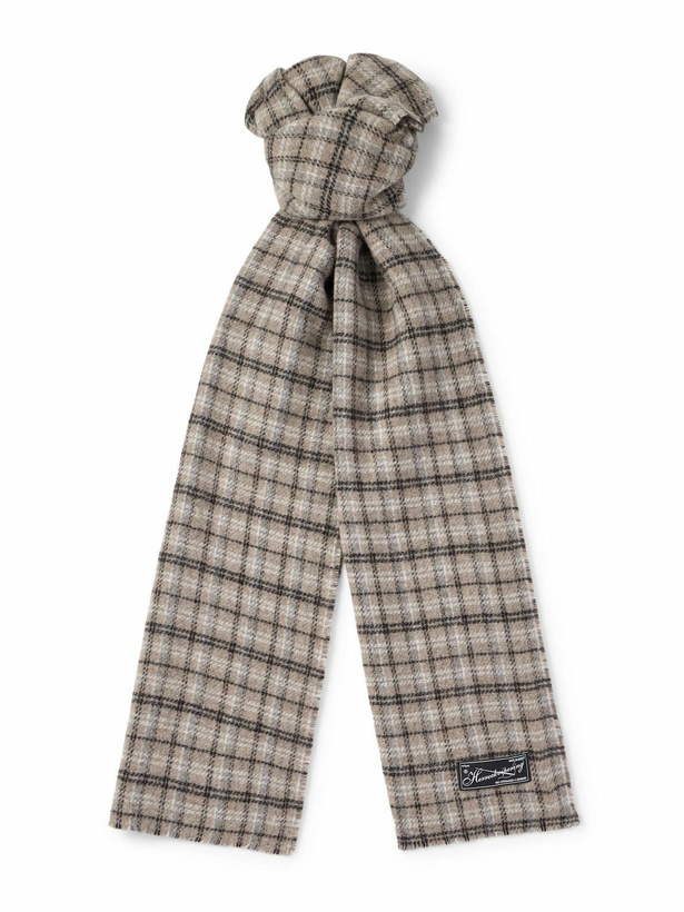 Photo: mfpen - Appliquéd Checked Double-Faced Wool-Blend Scarf