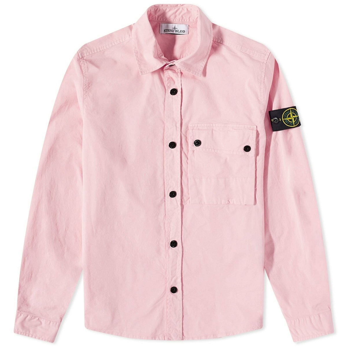 Photo: Stone Island Men's Supima Cotton Twill Stretch-TC Button Overshirt in Pink
