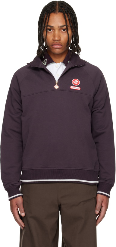 Photo: Casablanca Burgundy Quarter Zip Laurel Sweatshirt