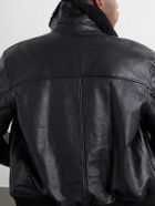 A.P.C. - Charles Wool-Fleece Trimmed Leather Jacket - Black