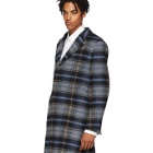 Calvin Klein 205W39NYC Grey and Blue Wool Blanket Coat