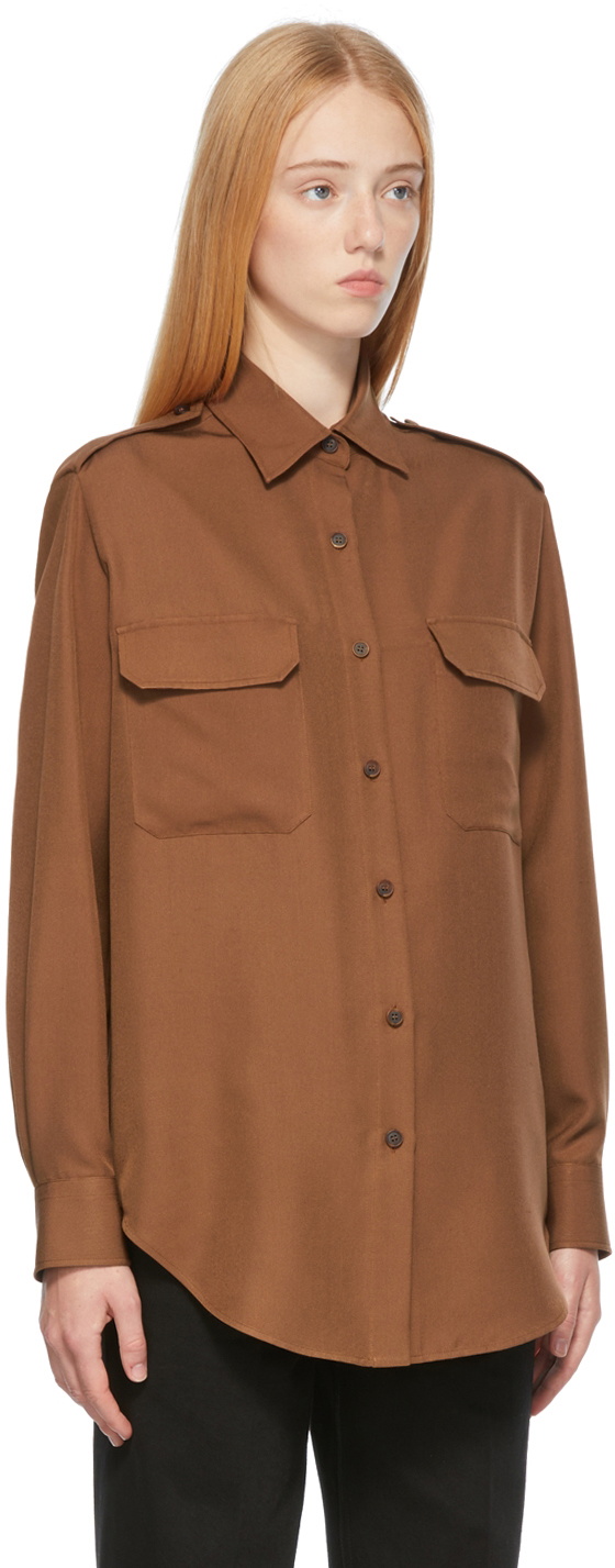 The Row Brown Silk Luke Shirt The Row