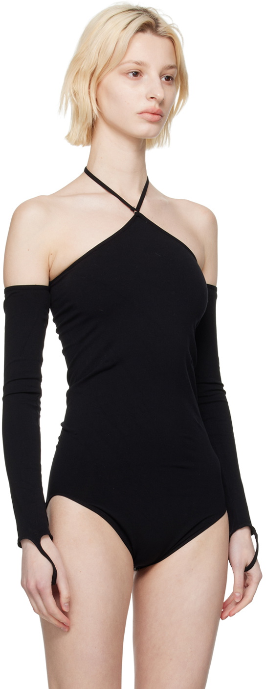 ANDREĀDAMO Black Halter Bodysuit