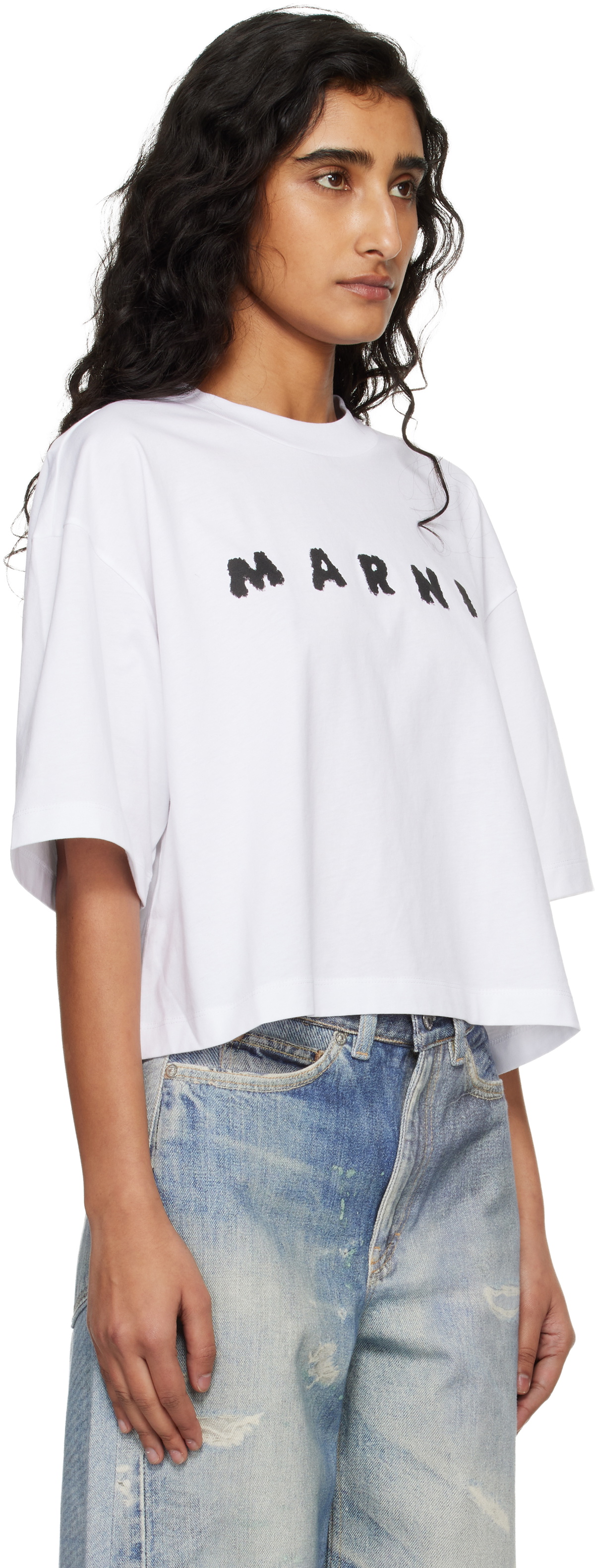 Marni White Jersey Marni Scribbled Logo T-shirt