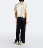 Dôen Lavon lace-trimmed silk satin wide-leg pants
