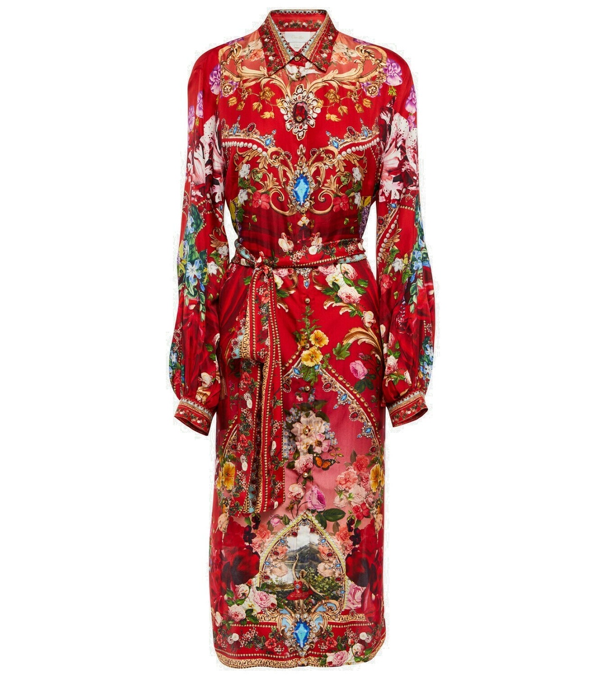 Photo: Camilla Printed embellished silk midi dress
