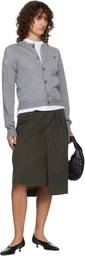 AMI Paris Gray Wool Crewneck Ami de Coeur Cardigan
