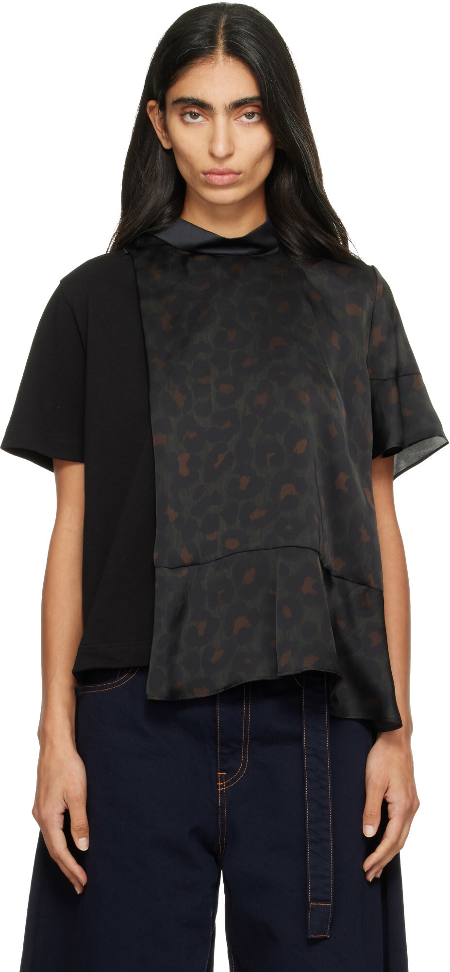 sacai Black Leopard Jersey T-Shirt