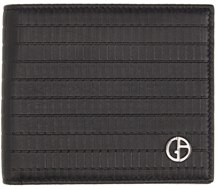 Photo: Giorgio Armani Black Plonge Leather Embossed Bifold Wallet