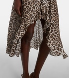 Jacques Wei Lace-trimmed leopard-print asymmetric midi dress