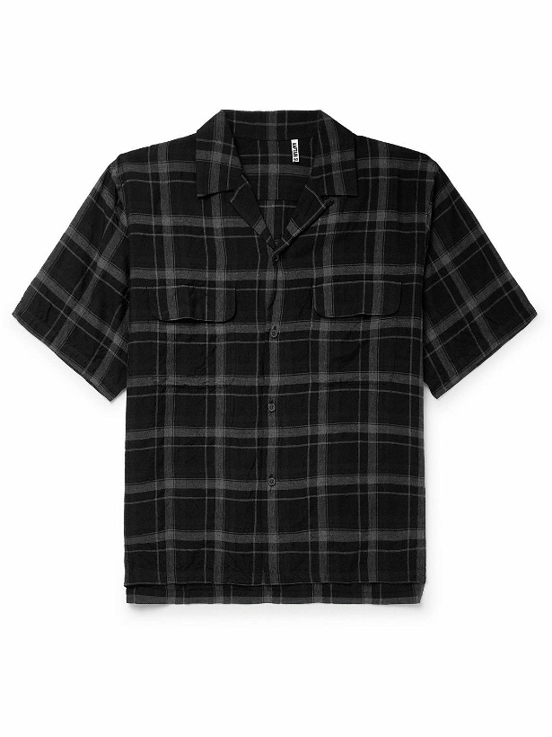 Photo: Kaptain Sunshine - Camp-Collar Checked Woven Shirt - Black