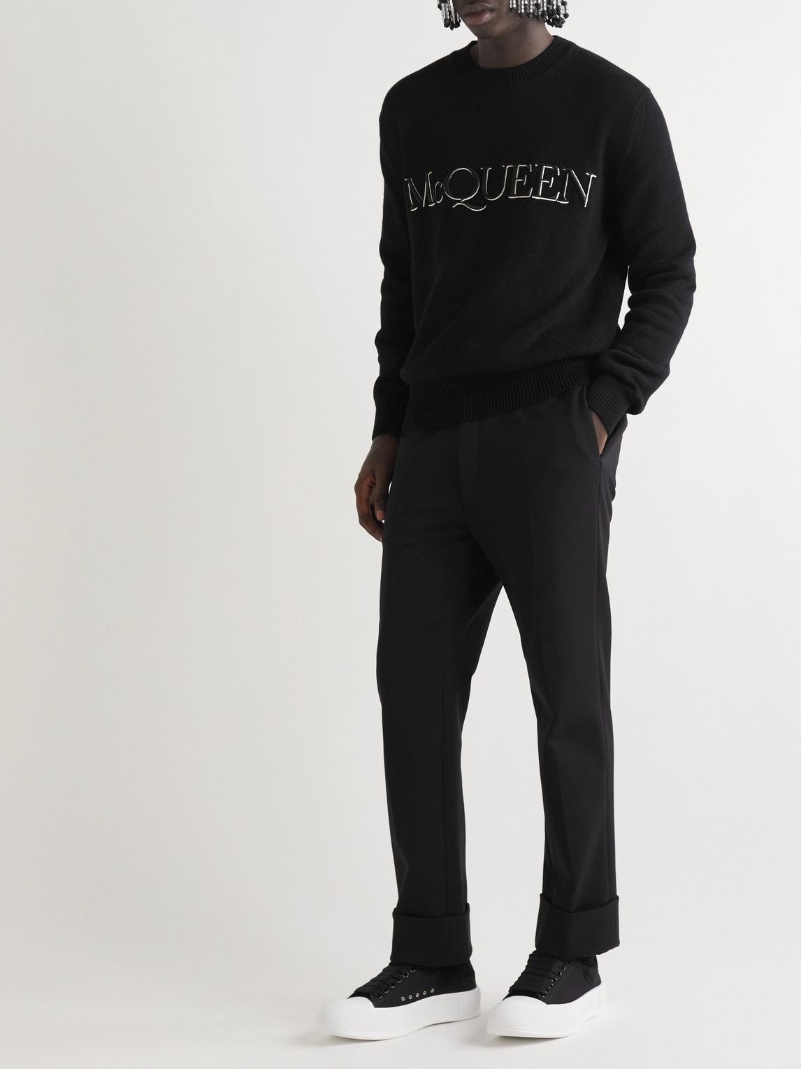 Alexander McQueen - Suede-Trimmed Canvas Sneakers - Black Alexander McQueen