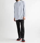 Maison Margiela - Grandad-Collar Embroidered Cotton-Poplin Shirt - Gray