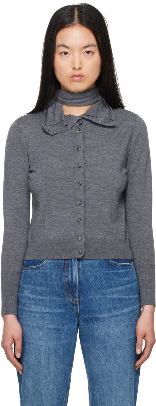 Aaron Esh Black Scarf Cardigan Aaron Esh