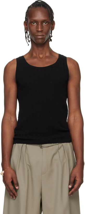 Photo: Dries Van Noten Black Rib-Knit Tank Top