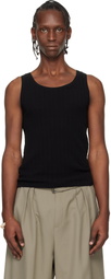 Dries Van Noten Black Rib-Knit Tank Top