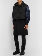 Givenchy - Panelled Quilted Shell, Satin and Wool Hooded Coat - Black