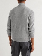 Brunello Cucinelli - Ribbed Cashmere Zip-Up Sweater - Gray
