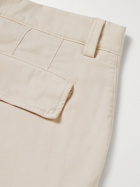 Brunello Cucinelli - Straight-Leg Garment-Dyed Herringbone Cotton-Blend Cargo Shorts - Neutrals