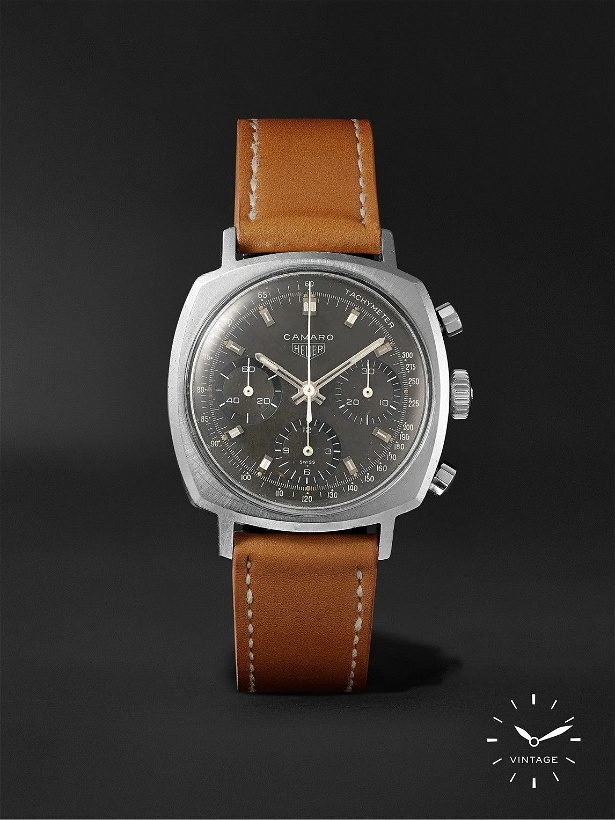 Photo: Wind Vintage - Vintage 1969 Heuer Camaro Hand-Wound Chronograph Stainless Steel and Leather Watch, Ref. No. 7220NT
