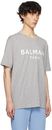 Balmain Gray Printed T-Shirt