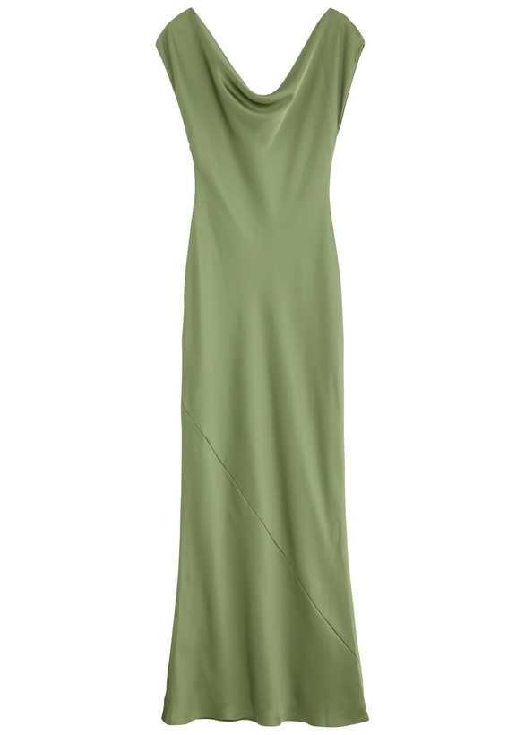 Photo: Norma Kamali Maria Satin Maxi Dress Mid Green