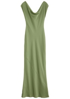 Norma Kamali Maria Satin Maxi Dress Mid Green