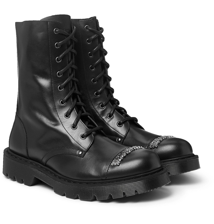 Photo: Vetements - Logo-Detailed Leather Boots - Black