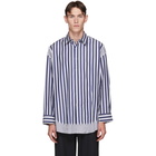 N.Hoolywood Blue and White Stripe Shirt