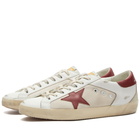 Golden Goose Men's Super Star Leather Sneakers in Cream/White/Red/Beige