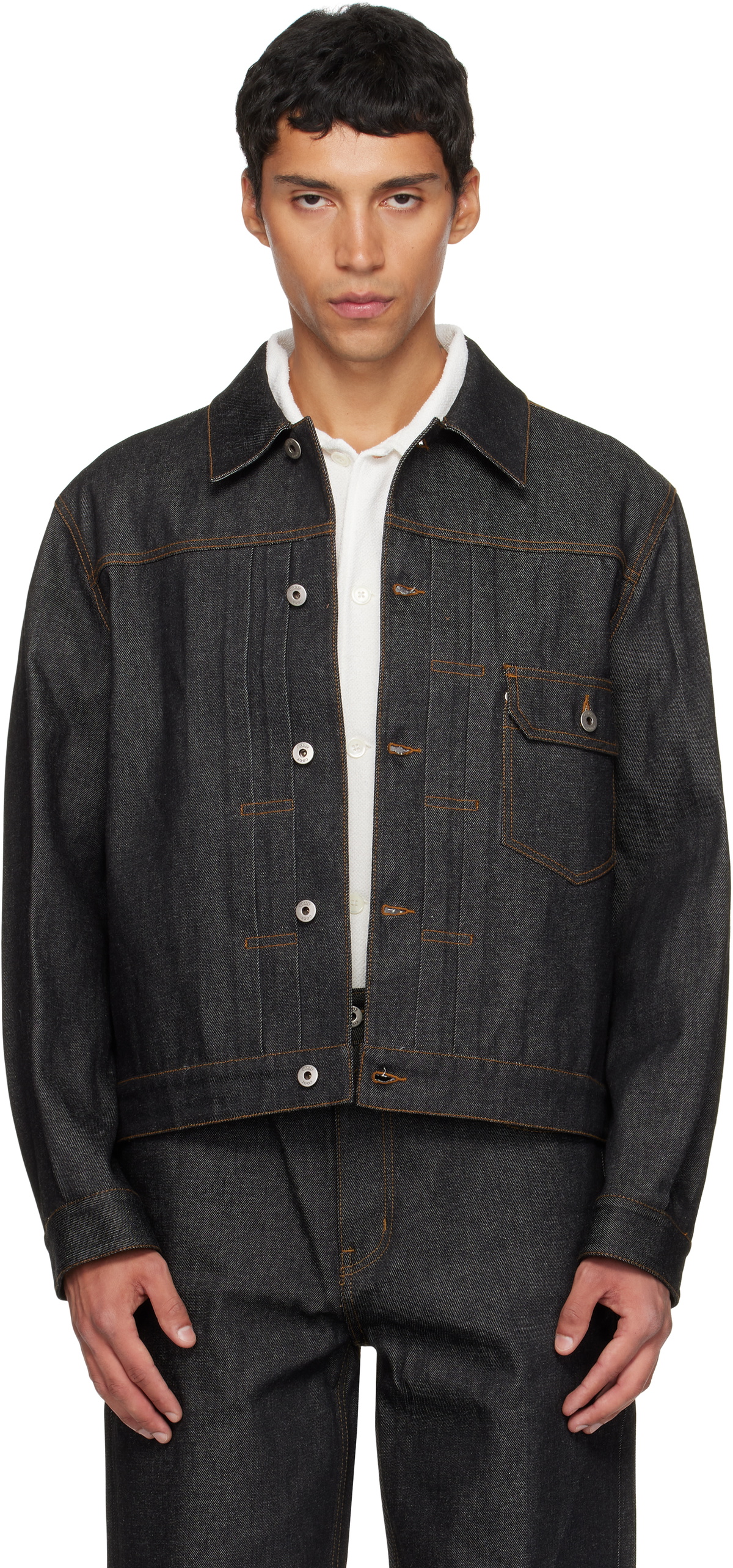 COOR Navy Type 1 Rigid Denim Trucker Jacket