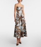 Oscar de la Renta Printed cotton-blend poplin midi dress