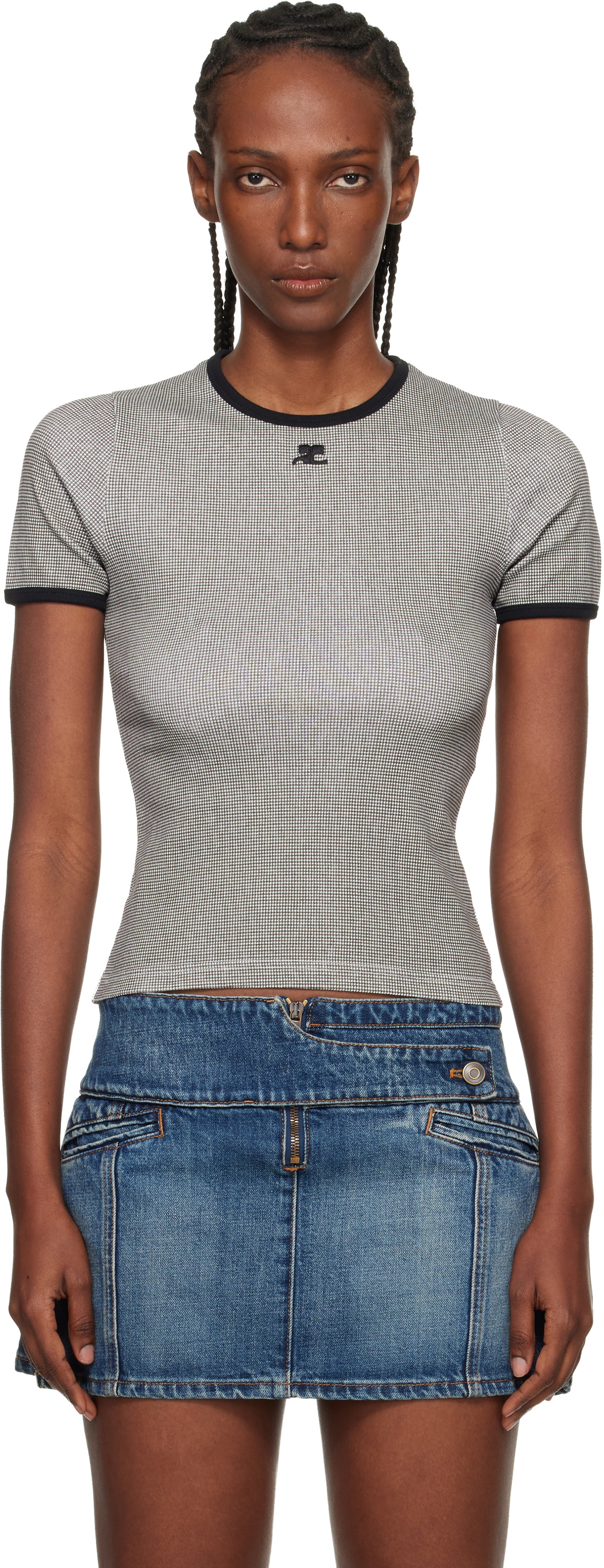 Courrèges Black & White Signature Contrast T-shirt