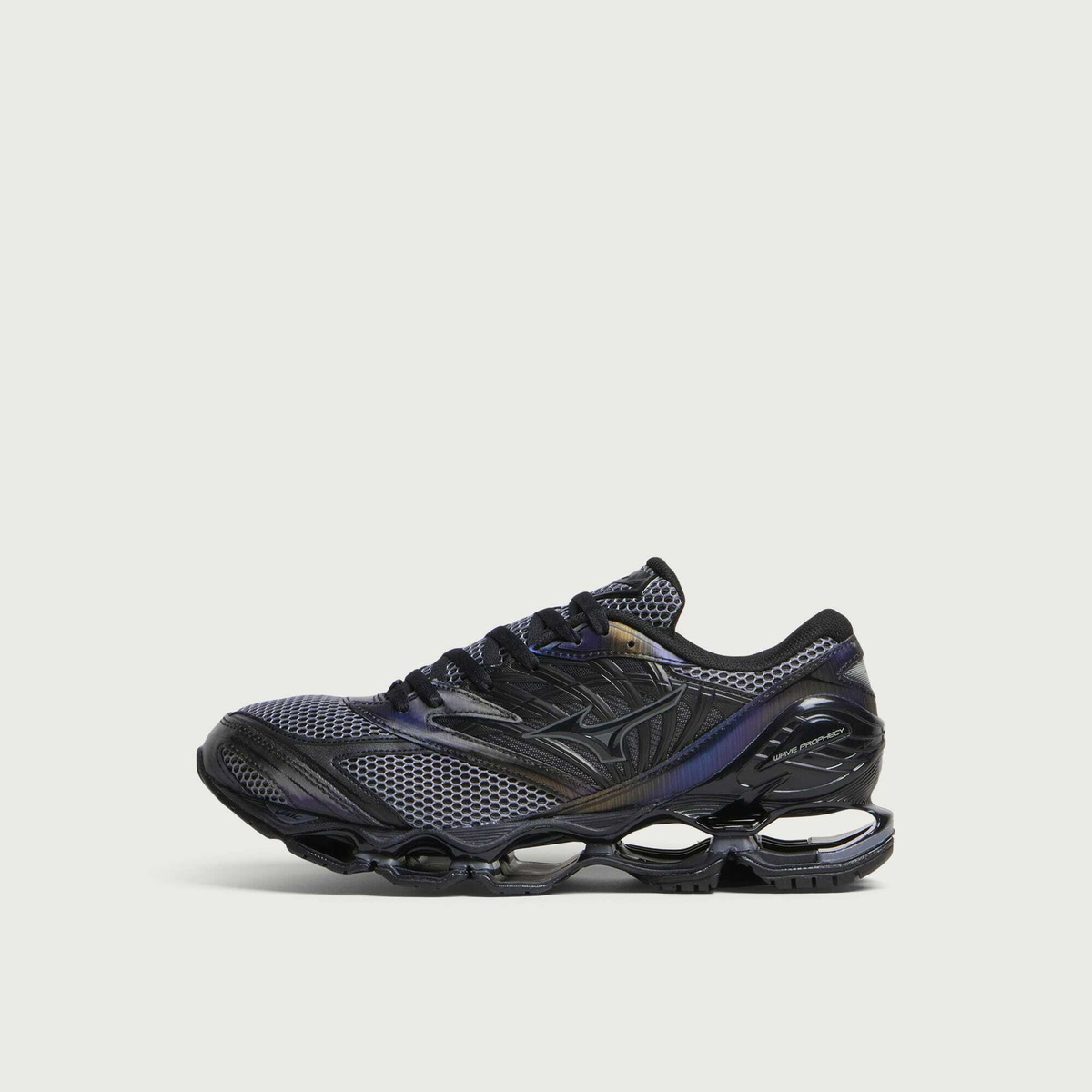 Mizuno Men's Wave Prophecy LS Sneaker in Black Sand/Iron Gate/Black
