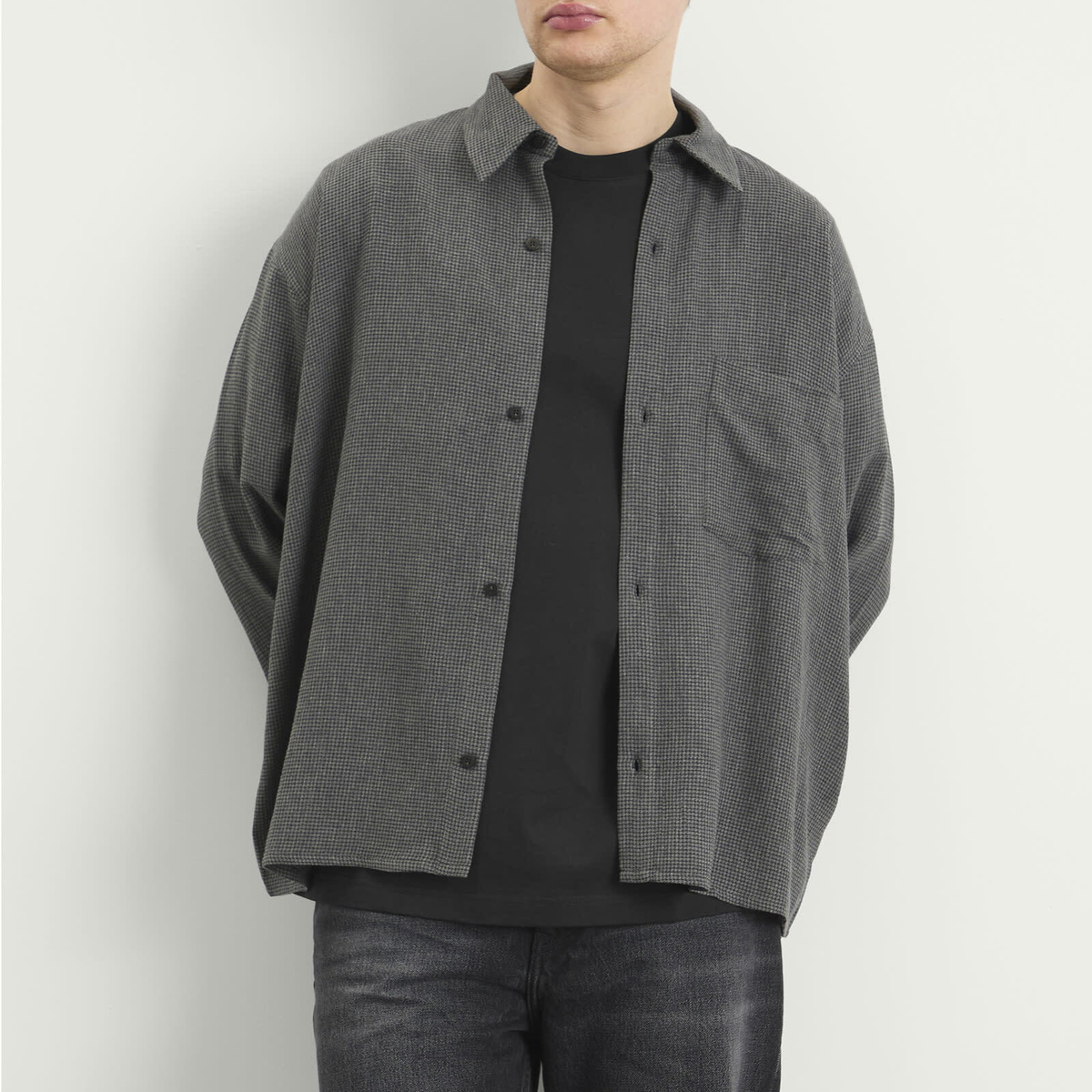 Won Hundred Men's Mazza Micro Check Shirt in Blackened Pearl