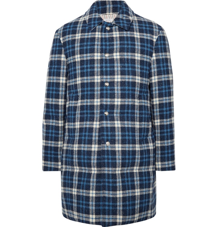 Photo: Thom Browne - Checked Mélange Wool Down Coat - Blue